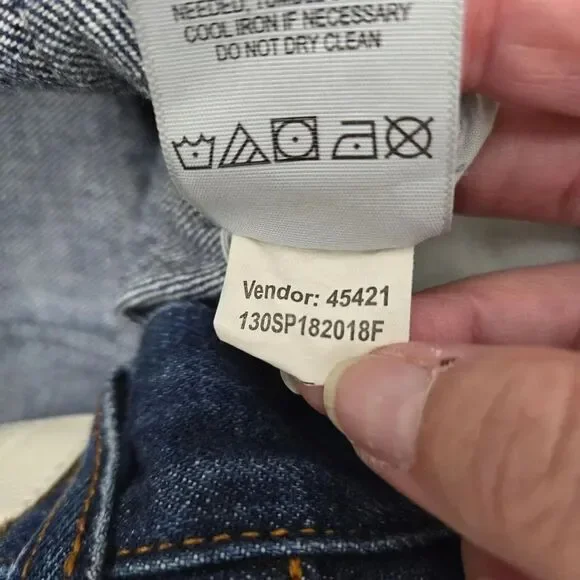 FOG Fear of God Mens Essentials Blue Jeans Size 28 Blue Distressed Patch Work - Picture 6 of 9